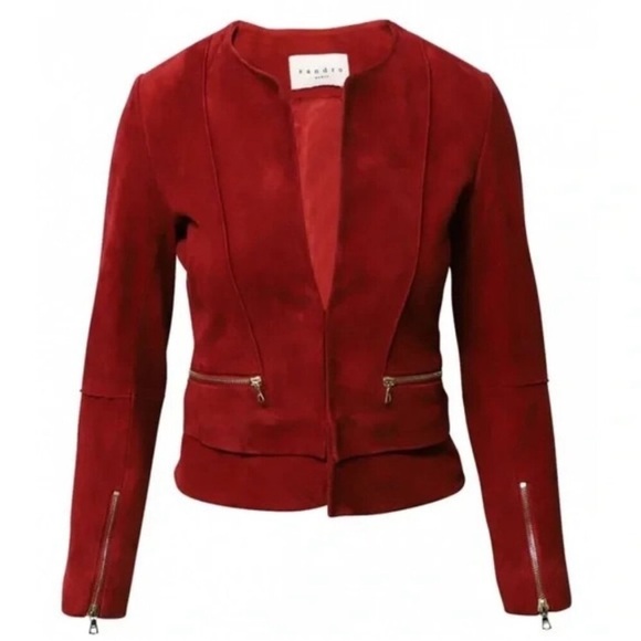 Sandro Jackets & Blazers - Sandro red suede jacket